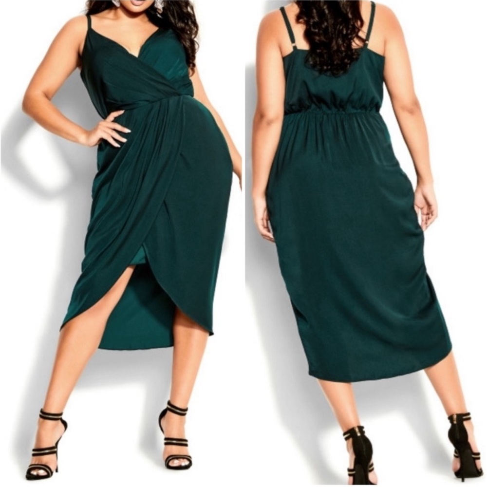 NEW City Chic Satin Dress All Night Tulip Hem Midi Dress